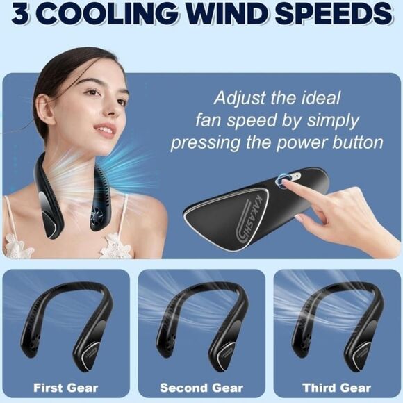 Kakashi 6000mAh Portable Neck Fan Rechargeable, Bladeless Operated Wearable New - Picture 4 of 7